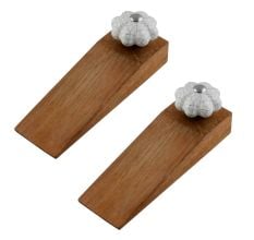 2 Pieces White Crackle Ceramic Melon Wooden Door Stopper